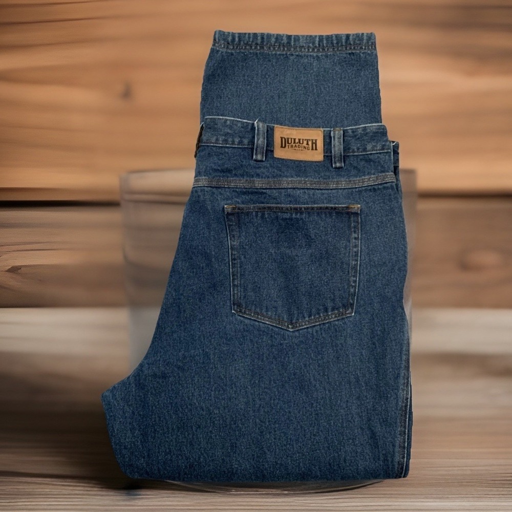 Duluth Trading Jean Men 48x32 Blue Straight Work Heavy Relaxed Fire Hose 3237-18